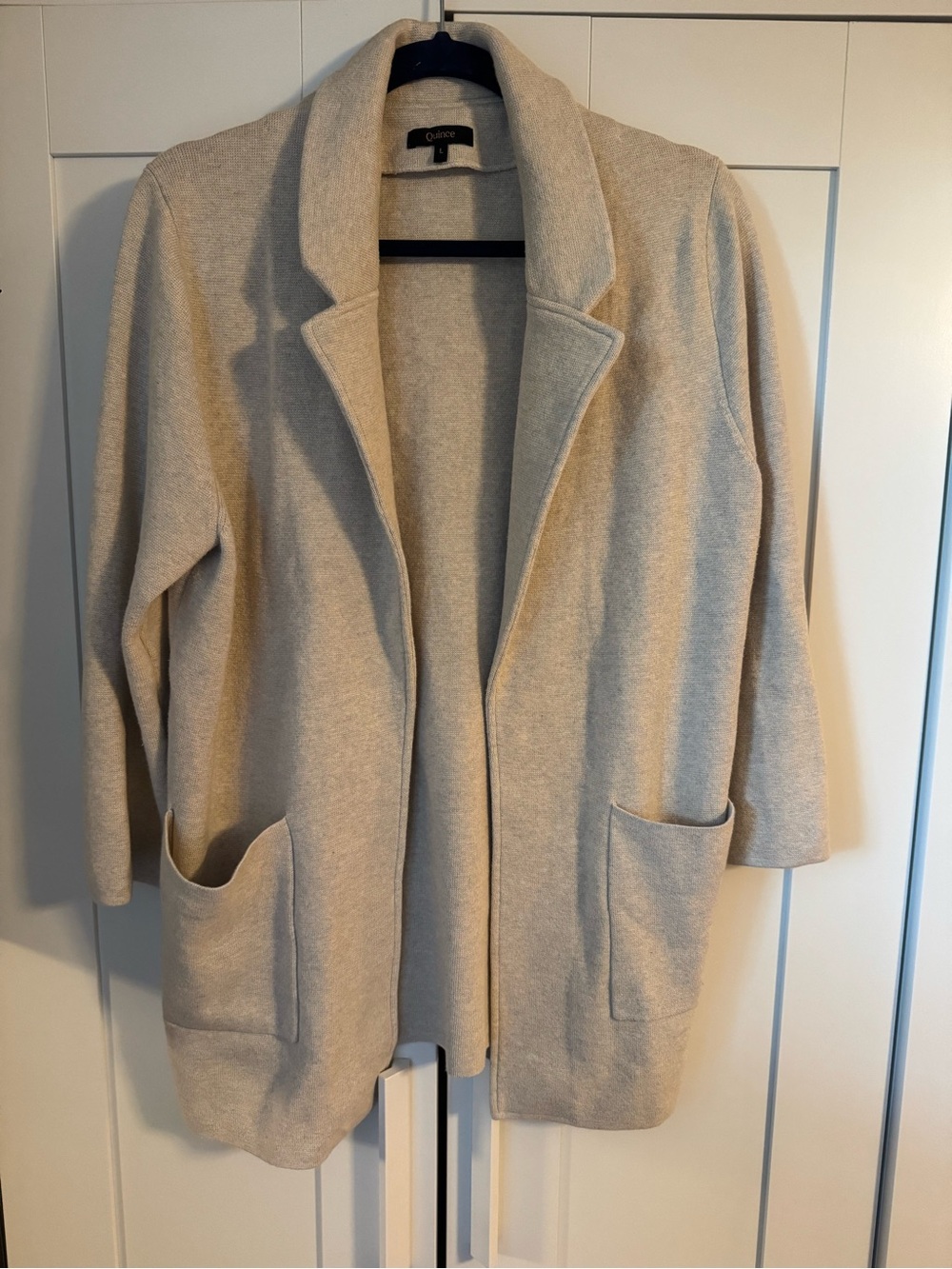 Quince Organic Cotton Knit Blazer - discontinued color Speckled Beige